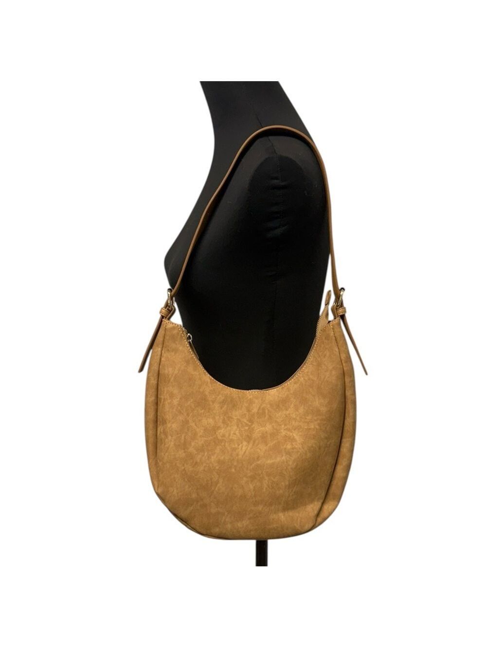 4th & Reckless Tan Faux Leather Hobo Shoulder Bag Slouch Minimalist